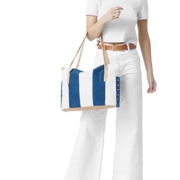 Hammitt Addie Large Pebble Leather Cabana Stripe Tote Bag - Picture 5 of 9